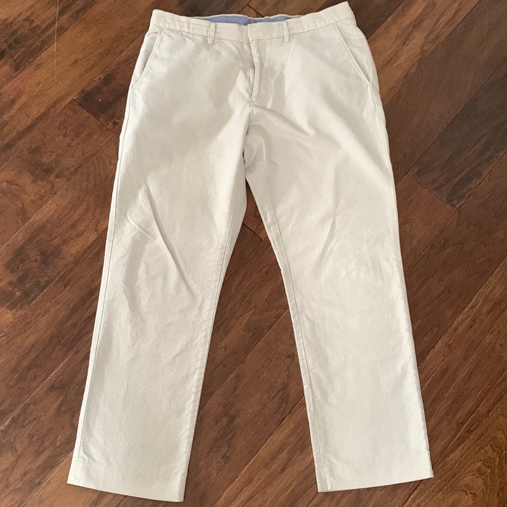 Men’s J Crew Lightweight Cotton Classic Fit Chinos in Ecru (34x30)